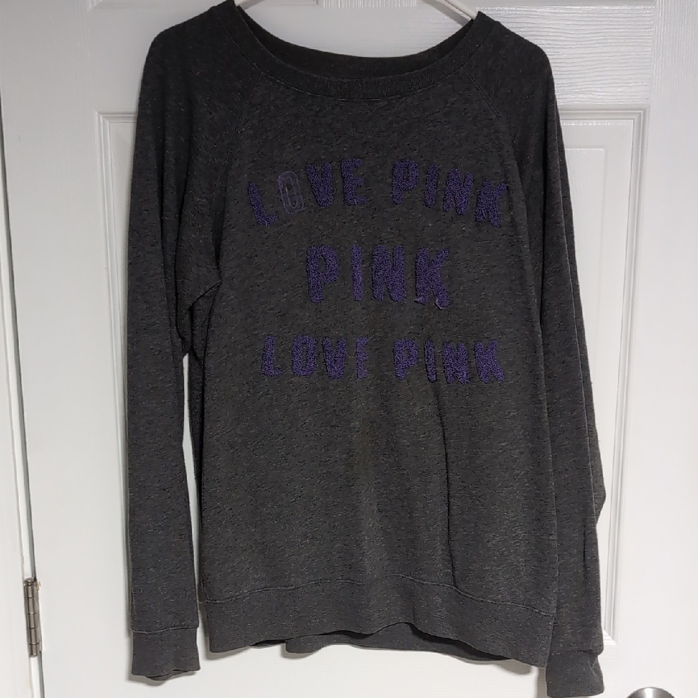 Victoria's Secret Dark Gray and Purple Vintage Sweatshirt